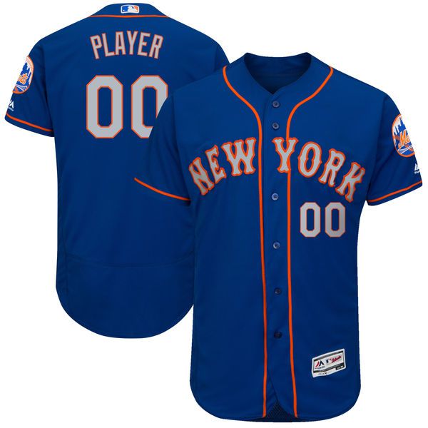 Men New York Mets Majestic Royal Blue Gray 2017 Alternate Authentic Collection Flex Base Custom MLB Jersey